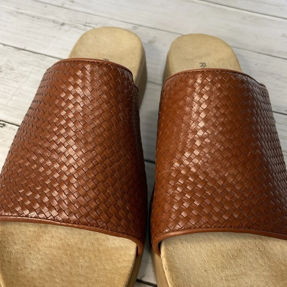 Rockport Brown Woven Ledge Wedge Slide Made in Brazil